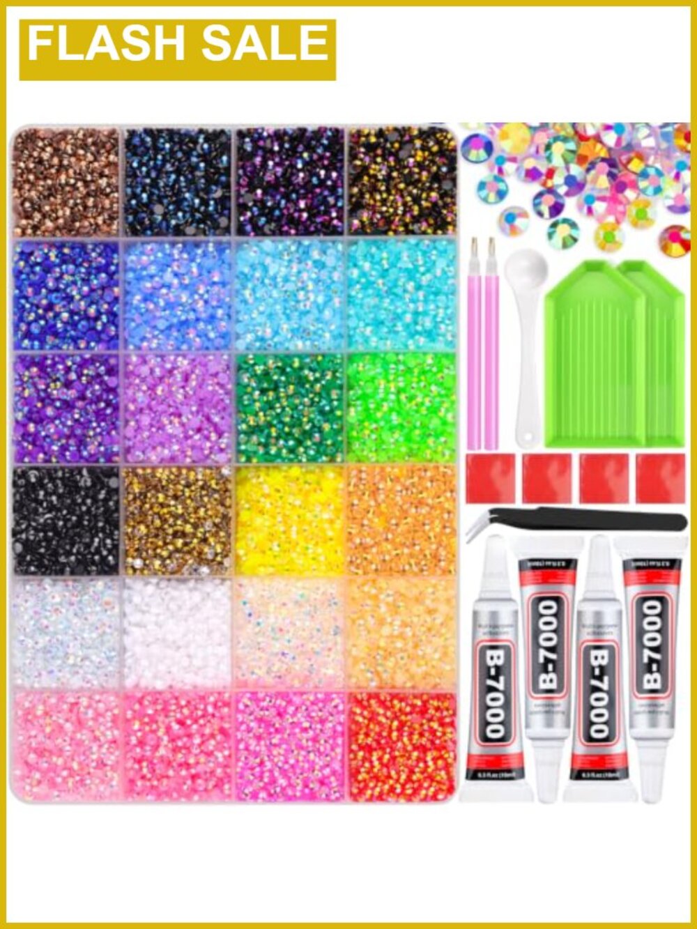 34000Pcs Resin Jelly Rhinestones 3mm Flatback Gems Bedazzler Kit with B7000 Glue